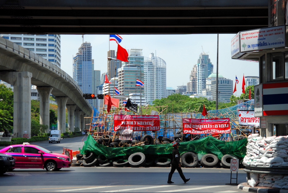 Red Shirt barricades in Bangkok