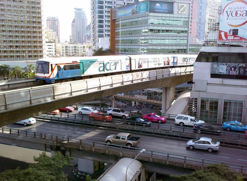 BTS Skytrain over Sala Daeng Intersection