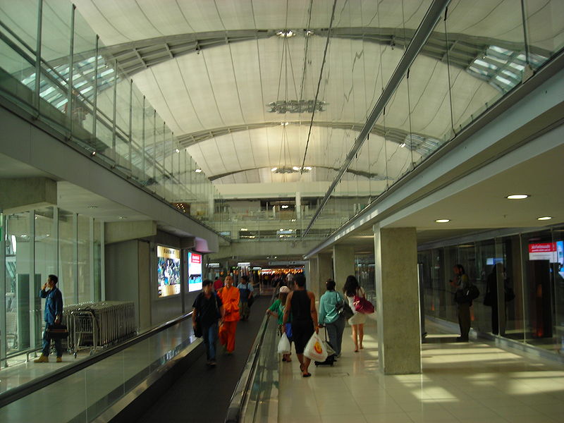 Moving walkway at Suvarnabhumi International Airport, Bangkok