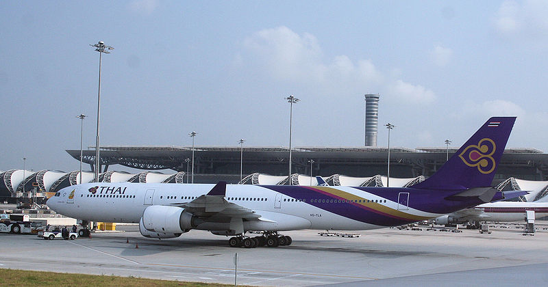 Thai Airways Airbus A340 (HS-TLA) at Bangkok Suvarnabhumi airport